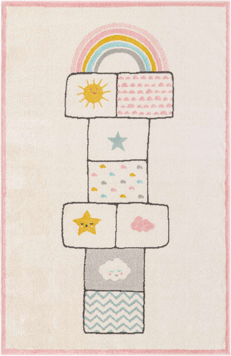 Ivory 5' 3 x 8' Whimsy Kids Rectangle Rug