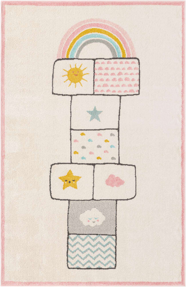 Ivory 5' 3 x 8' Whimsy Kids Rectangle Rug