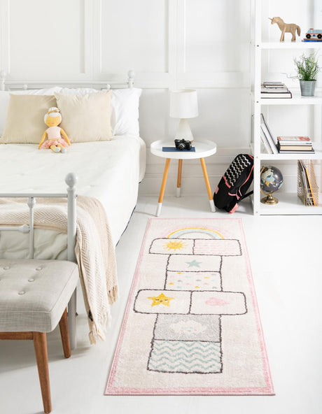 Ivory 2' 2 x 6' Whimsy Kids Runner Area Rug for Baby Nursery, Toddler Playroom,  Bedrooms Playful Fun Design Easy Clean Carpet for Sale at Rug Engine