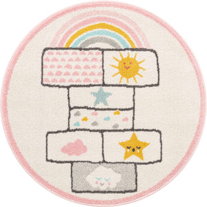 Ivory 3' 3 x 3' 3 Whimsy Kids Round Rug