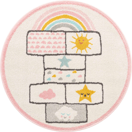 Ivory 3' 3 x 3' 3 Whimsy Kids Round Rug