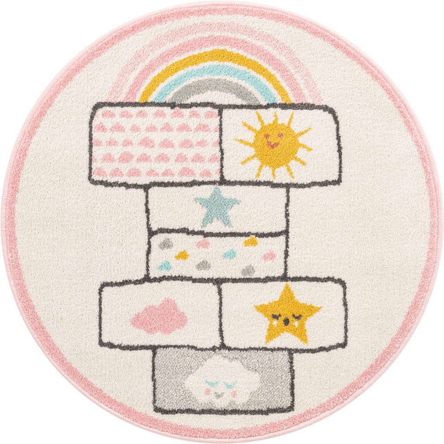 Ivory 3' 3 x 3' 3 Whimsy Kids Round Rug