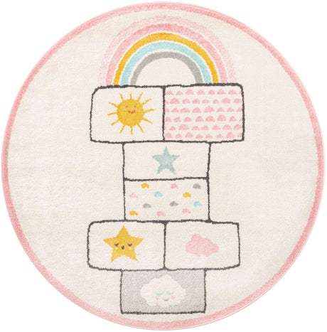 Ivory 5' 3 x 5' 3 Whimsy Kids Round Rug
