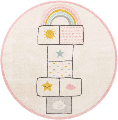 Ivory 8' x 8' Whimsy Kids Round Rug