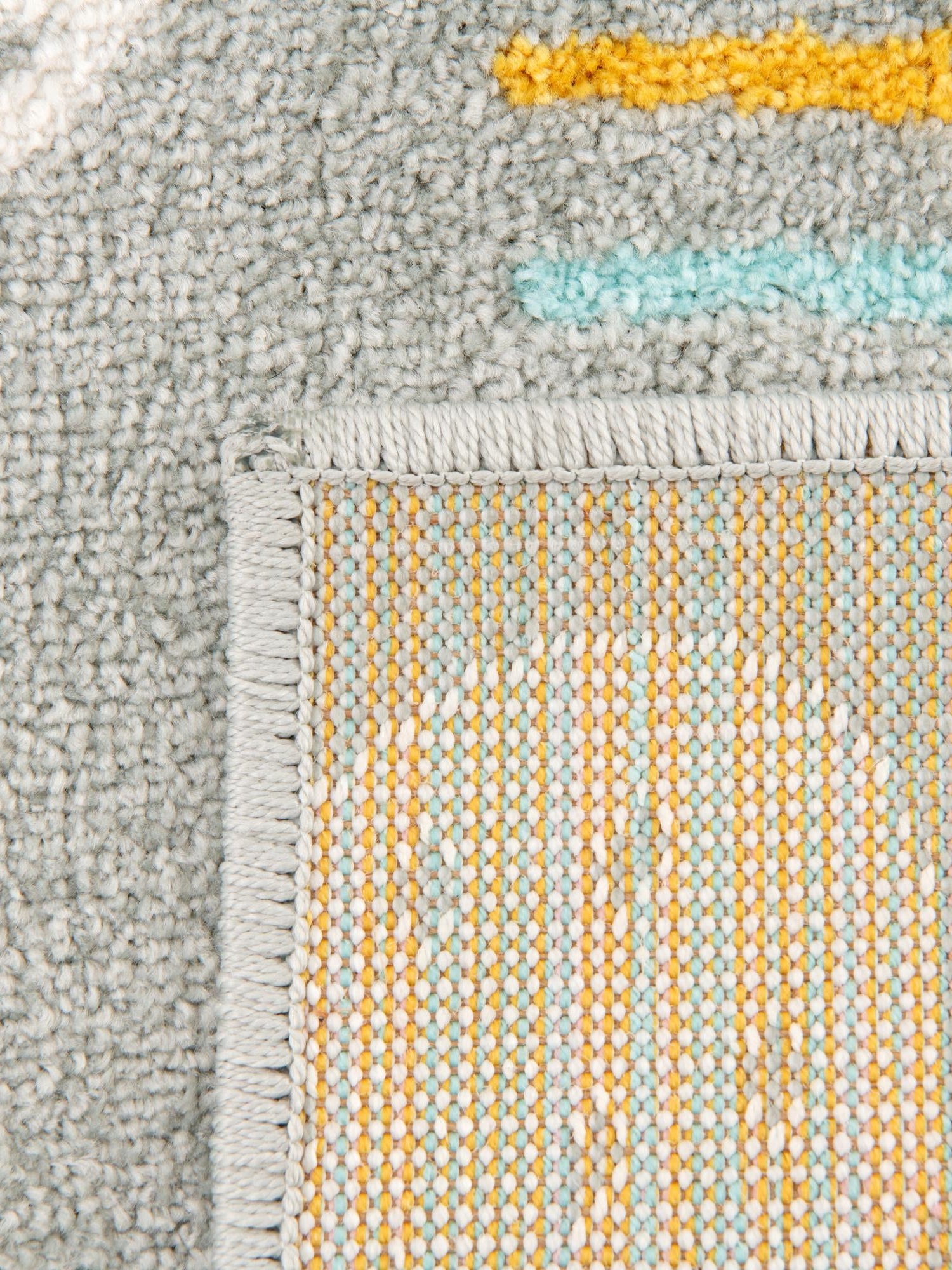 Gray 7' 10 x 10' Whimsy Kids Rectangle Area Rug for Baby Nursery, Toddler Playroom, Bedrooms