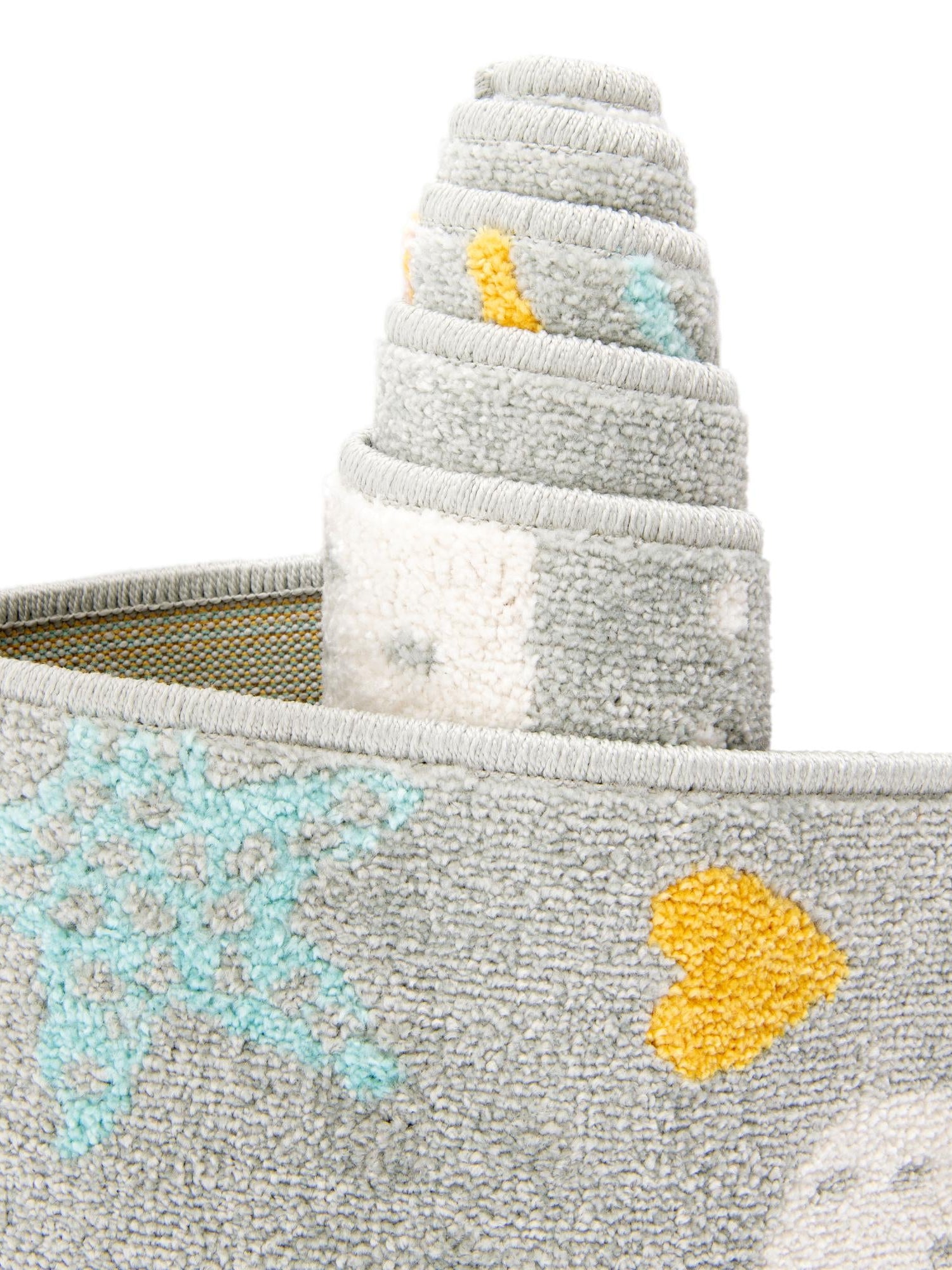 Gray 3' 11 x 5' 11 Whimsy Kids Rectangle Area Rug for Baby Nursery, Toddler Playroom, Bedrooms