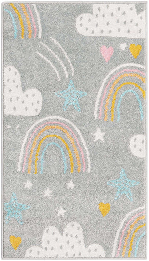 Gray 2' 2 x 4' Whimsy Kids Runner Rug
