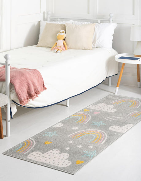 Gray 2' 2 x 6' Whimsy Kids Runner Rug