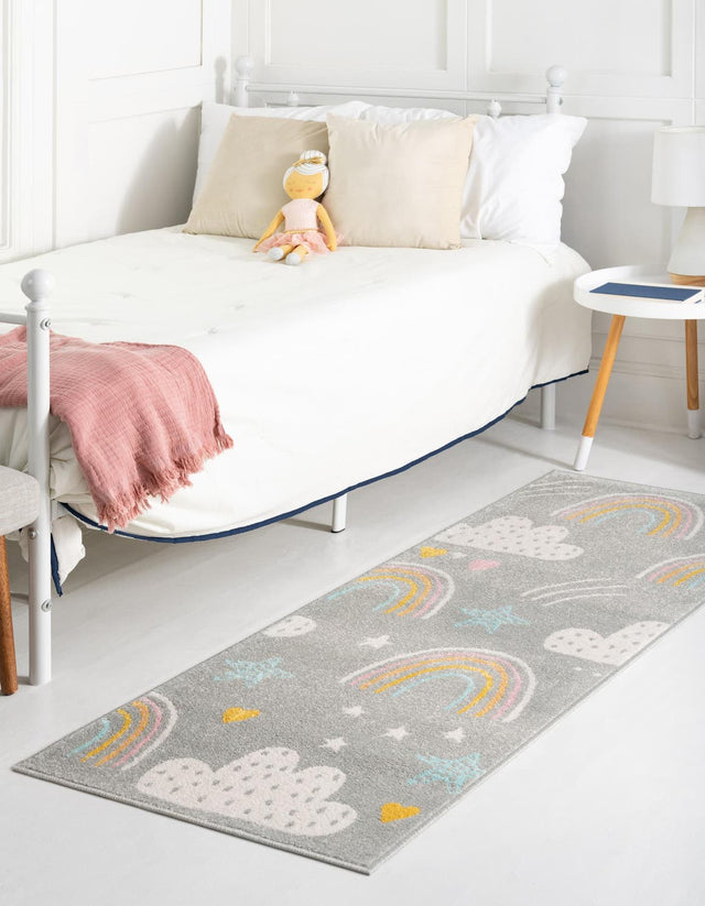 Gray 2' 2 x 6' Whimsy Kids Runner Rug