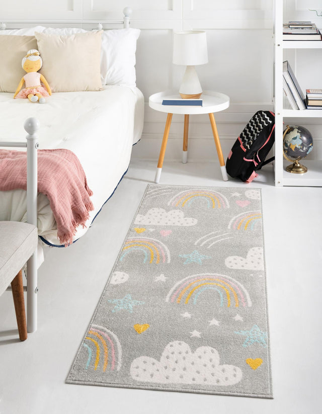Gray 2' 2 x 4' Whimsy Kids Runner Rug
