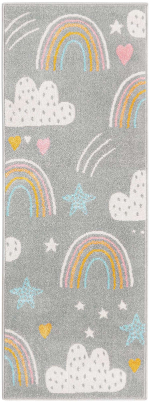 Gray 2' 2 x 6' Whimsy Kids Runner Rug