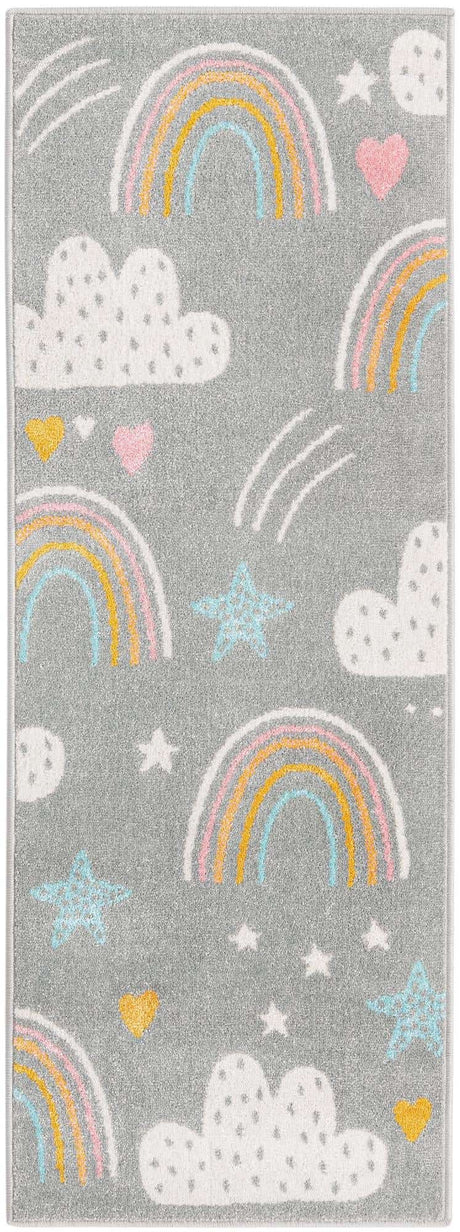 Gray 2' 2 x 6' Whimsy Kids Runner Rug