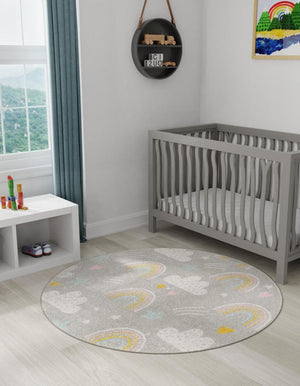 Gray 8' x 8' Whimsy Kids Round Rug