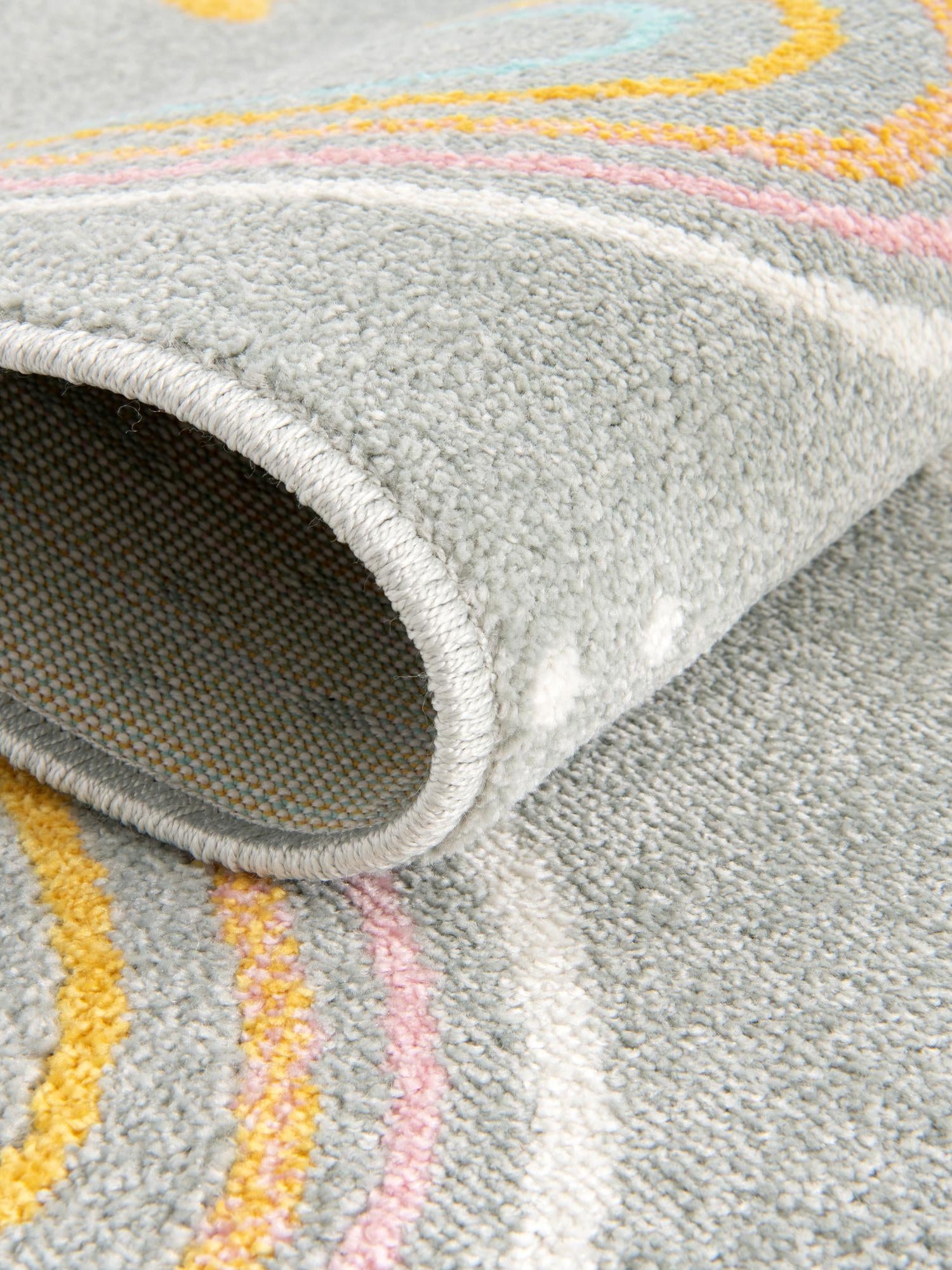 Gray 3' 3 x 3' 3 Whimsy Kids Round Area Rug for Baby Nursery, Toddler Playroom, Bedrooms