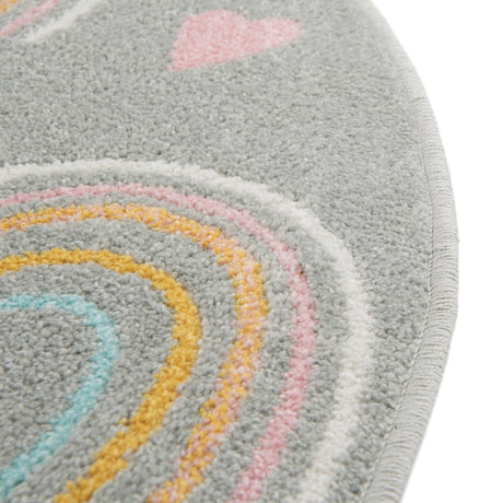 Gray 5' 3 x 5' 3 Whimsy Kids Round Area Rug for Baby Nursery, Toddler Playroom,  Bedrooms Playful Fun Design Easy Clean Carpet for Sale at Rug Engine