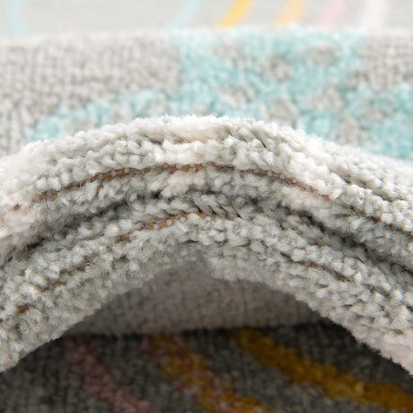 Gray 7' 10 x 7' 10 Whimsy Kids Round Area Rug for Baby Nursery, Toddler Playroom,  Bedrooms Playful Fun Design Easy Clean Carpet for Sale at Rug Engine