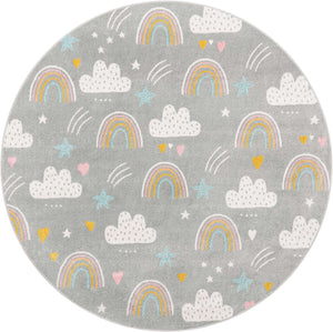 Gray 8' x 8' Whimsy Kids Round Rug