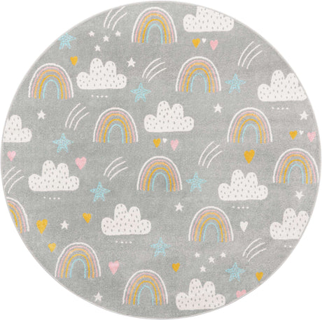 Gray 8' x 8' Whimsy Kids Round Rug