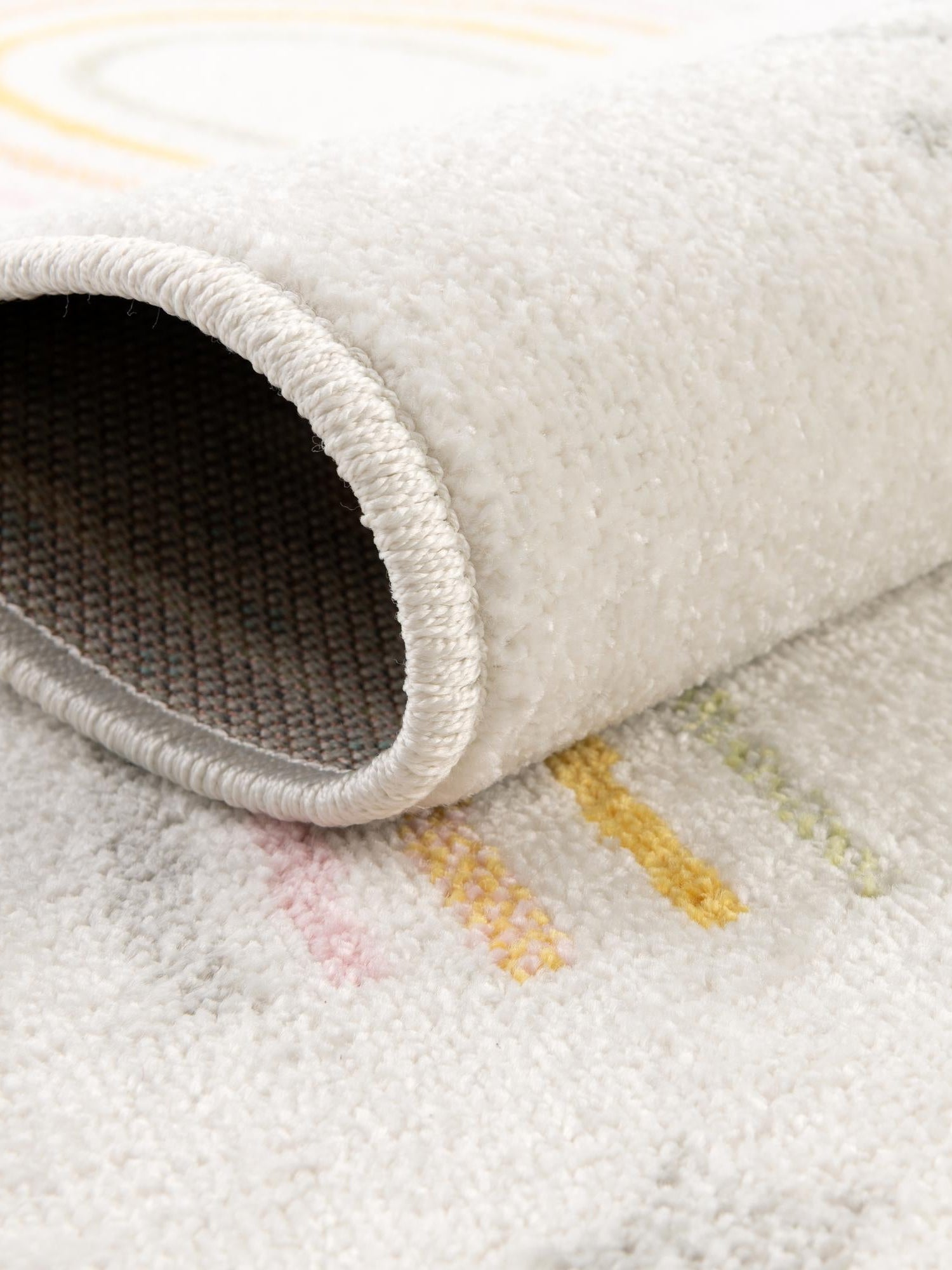 Ivory 3' 11 x 5' 11 Whimsy Kids Rectangle Area Rug for Baby Nursery, Toddler Playroom, Bedrooms