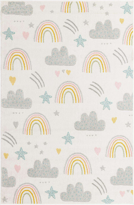 Ivory 5' 3 x 8' Whimsy Kids Rectangle Rug