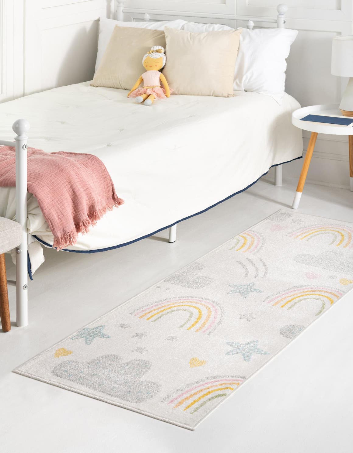 Ivory 2' 2 x 6' Whimsy Kids Runner Area Rug for Baby Nursery, Toddler Playroom, Bedrooms