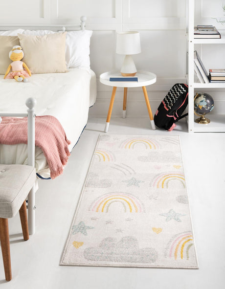 Ivory 2' 2 x 3' 11 Whimsy Kids Runner Area Rug for Baby Nursery, Toddler Playroom, Bedrooms
