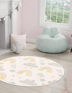 Ivory 8' x 8' Whimsy Kids Round Rug
