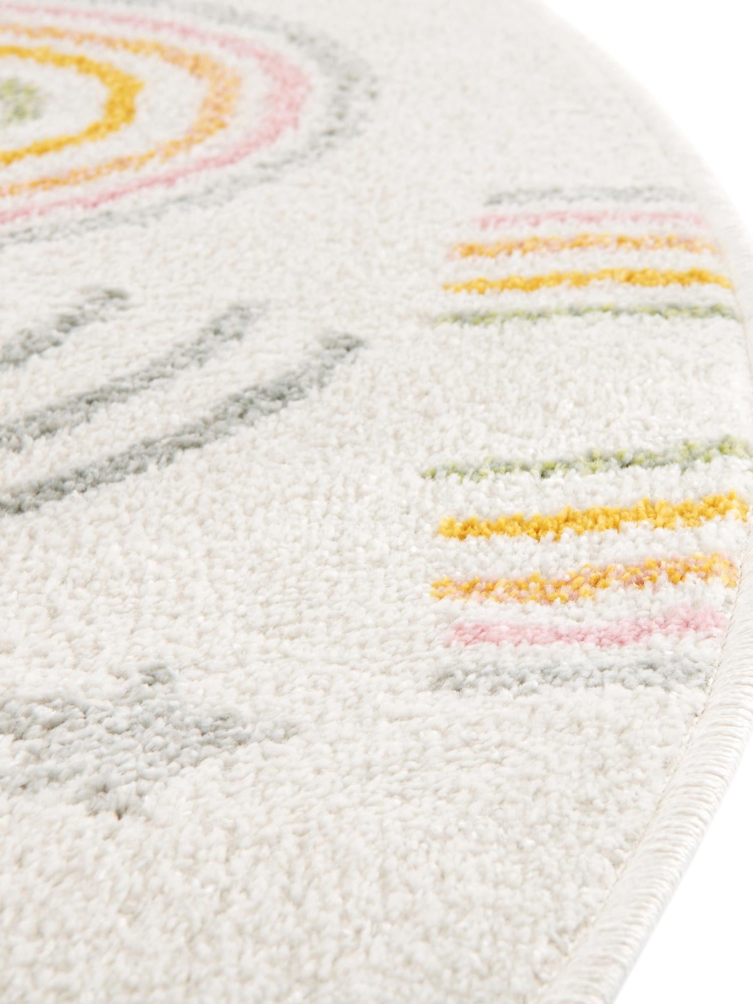 Ivory 7' 10 x 7' 10 Whimsy Kids Round Area Rug for Baby Nursery, Toddler Playroom, Bedrooms