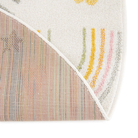 Ivory 5' 3 x 5' 3 Whimsy Kids Round Area Rug for Baby Nursery, Toddler Playroom,  Bedrooms Playful Fun Design Easy Clean Carpet for Sale at Rug Engine