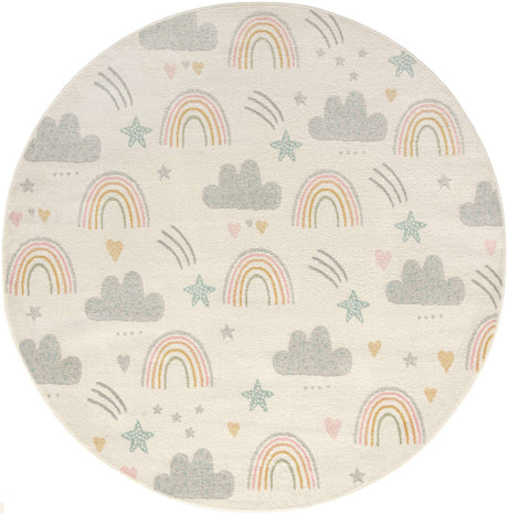 Ivory 8' x 8' Whimsy Kids Round Rug