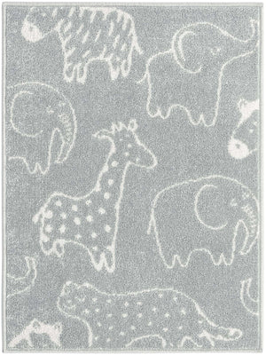 Gray 2' 2 x 3' Whimsy Kids Rectangle Rug