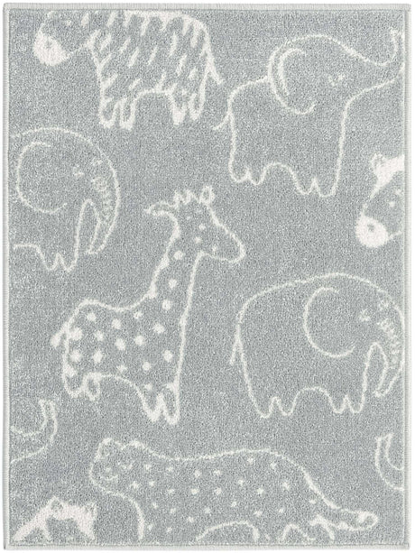 Gray 2' 2 x 3' Whimsy Kids Rectangle Rug