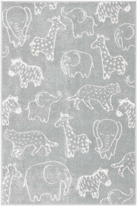 Gray 4' x 6' Whimsy Kids Rectangle Rug
