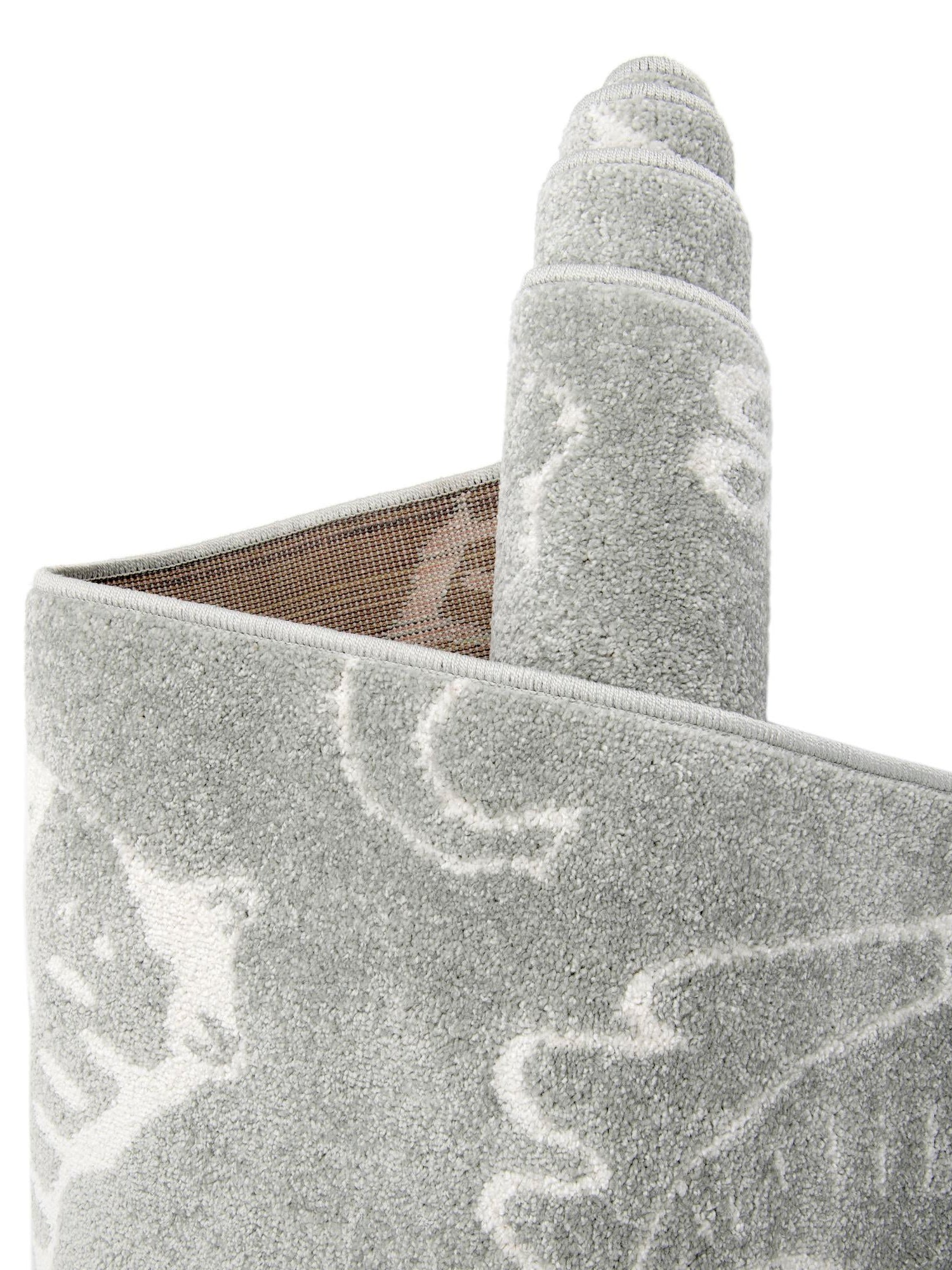 Gray 3' 11 x 5' 11 Whimsy Kids Rectangle Area Rug for Baby Nursery, Toddler Playroom, Bedrooms