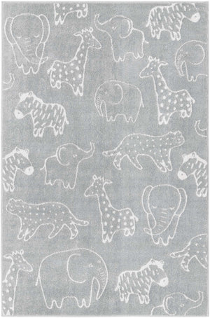 Gray 5' 3 x 8' Whimsy Kids Rectangle Rug