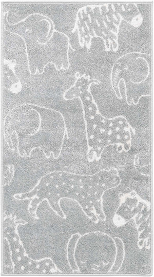 Gray 2' 2 x 4' Whimsy Kids Runner Rug