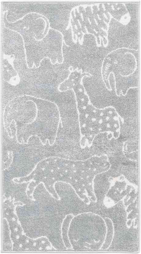 Gray 2' 2 x 4' Whimsy Kids Runner Rug