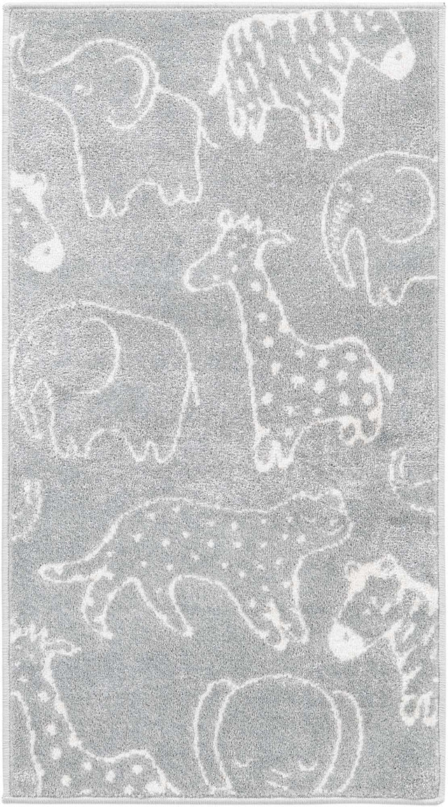 Gray 2' 2 x 4' Whimsy Kids Runner Rug