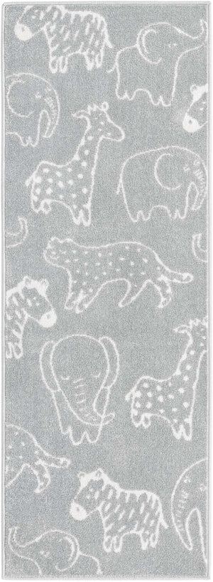 Gray 2' 2 x 6' Whimsy Kids Runner Rug