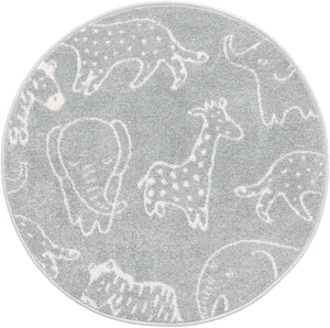Gray 3' 3 x 3' 3 Whimsy Kids Round Rug