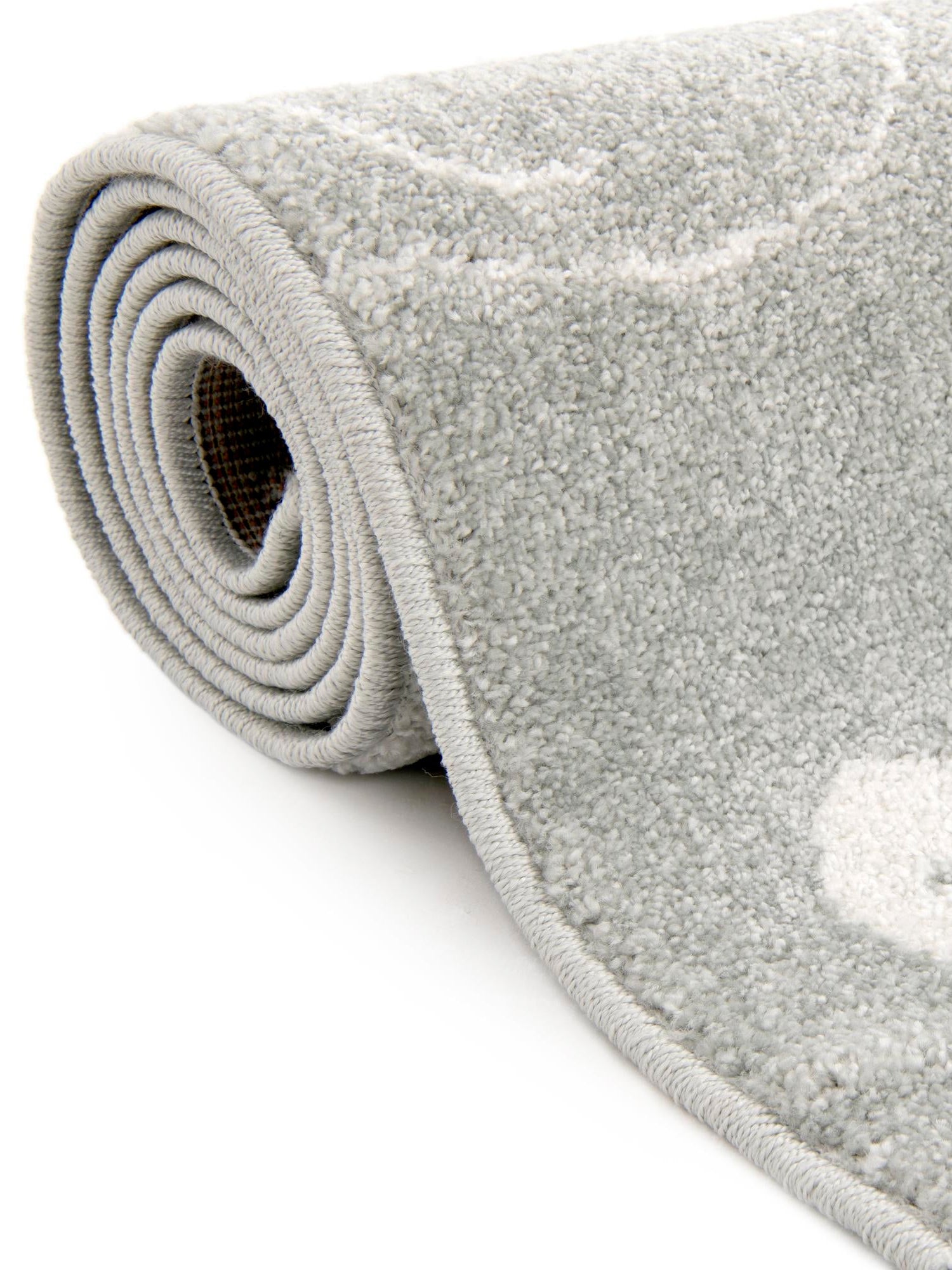 Gray 5' 3 x 5' 3 Whimsy Kids Round Area Rug for Baby Nursery, Toddler Playroom, Bedrooms