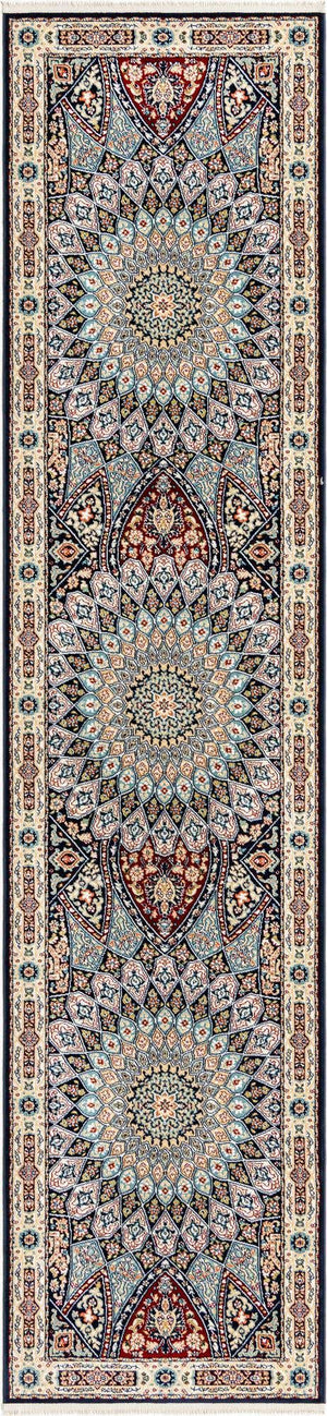 Navy Blue 2' 7 x 12' Narenj Runner Area Rug 85% Polypropylene & 15% Polyester Traditional Classic Carpet for Living, Dining, Bedrooms, Office for Sale at Rug Engine