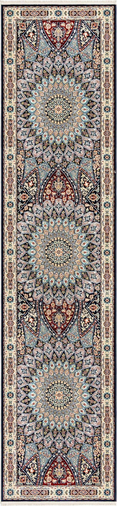 Navy Blue 2' 7 x 12' Narenj Runner Area Rug 85% Polypropylene & 15% Polyester Traditional Classic Carpet for Living, Dining, Bedrooms, Office for Sale at Rug Engine