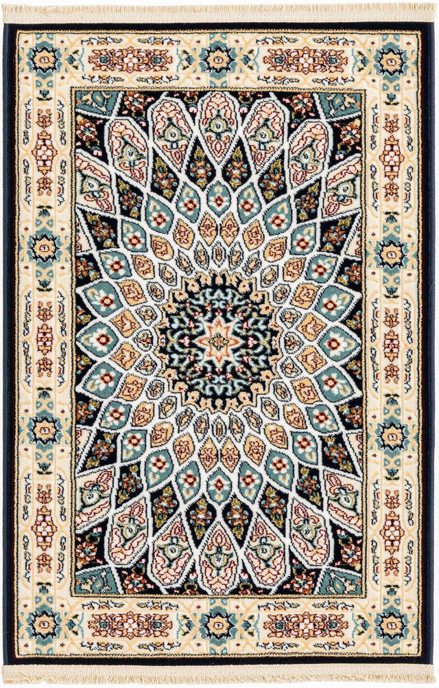 Navy Blue 2' x 3' 1 Narenj Rectangle Area Rug 85% Polypropylene & 15% Polyester Traditional Classic Carpet for Living, Dining, Bedrooms, Office for Sale at Rug Engine