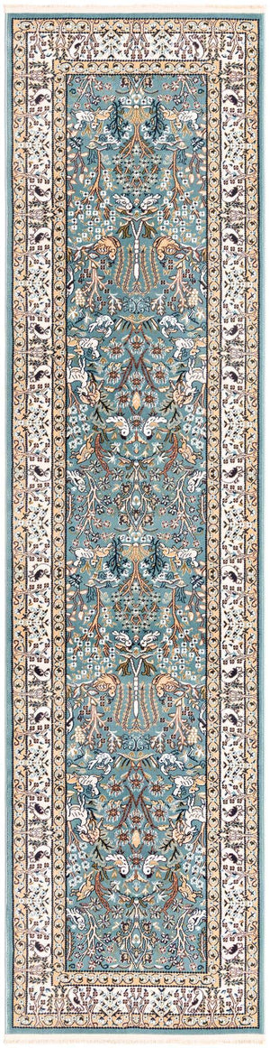 Blue 2' 7 x 10' Narenj Runner Area Rug 85% Polypropylene & 15% Polyester Traditional Classic Carpet for Living, Dining, Bedrooms, Office for Sale at Rug Engine