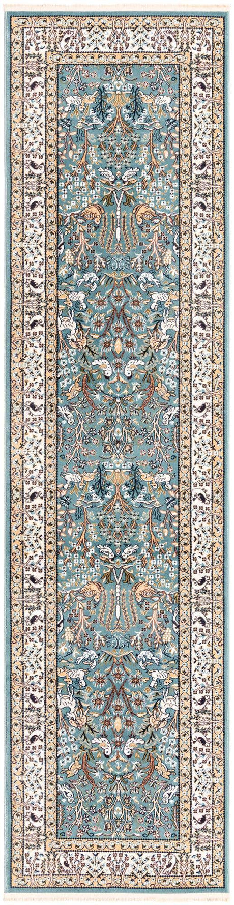 Blue 2' 7 x 10' Narenj Runner Area Rug 85% Polypropylene & 15% Polyester Traditional Classic Carpet for Living, Dining, Bedrooms, Office for Sale at Rug Engine