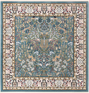 Blue 10' x 10' Narenj Square Area Rug 85% Polypropylene & 15% Polyester Traditional Classic Carpet for Living, Dining, Bedrooms, Office for Sale at Rug Engine