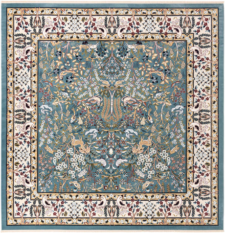Blue 10' x 10' Narenj Square Area Rug 85% Polypropylene & 15% Polyester Traditional Classic Carpet for Living, Dining, Bedrooms, Office for Sale at Rug Engine