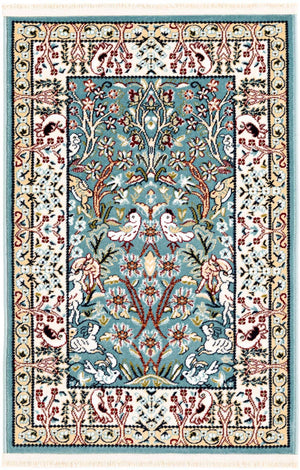 Blue 2' x 3' 1 Narenj Rectangle Area Rug 85% Polypropylene & 15% Polyester Traditional Classic Carpet for Living, Dining, Bedrooms, Office for Sale at Rug Engine