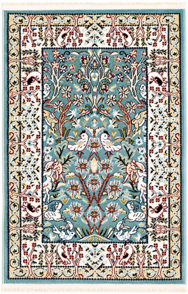 Blue 2' x 3' 1 Narenj Rectangle Area Rug 85% Polypropylene & 15% Polyester Traditional Classic Carpet for Living, Dining, Bedrooms, Office for Sale at Rug Engine
